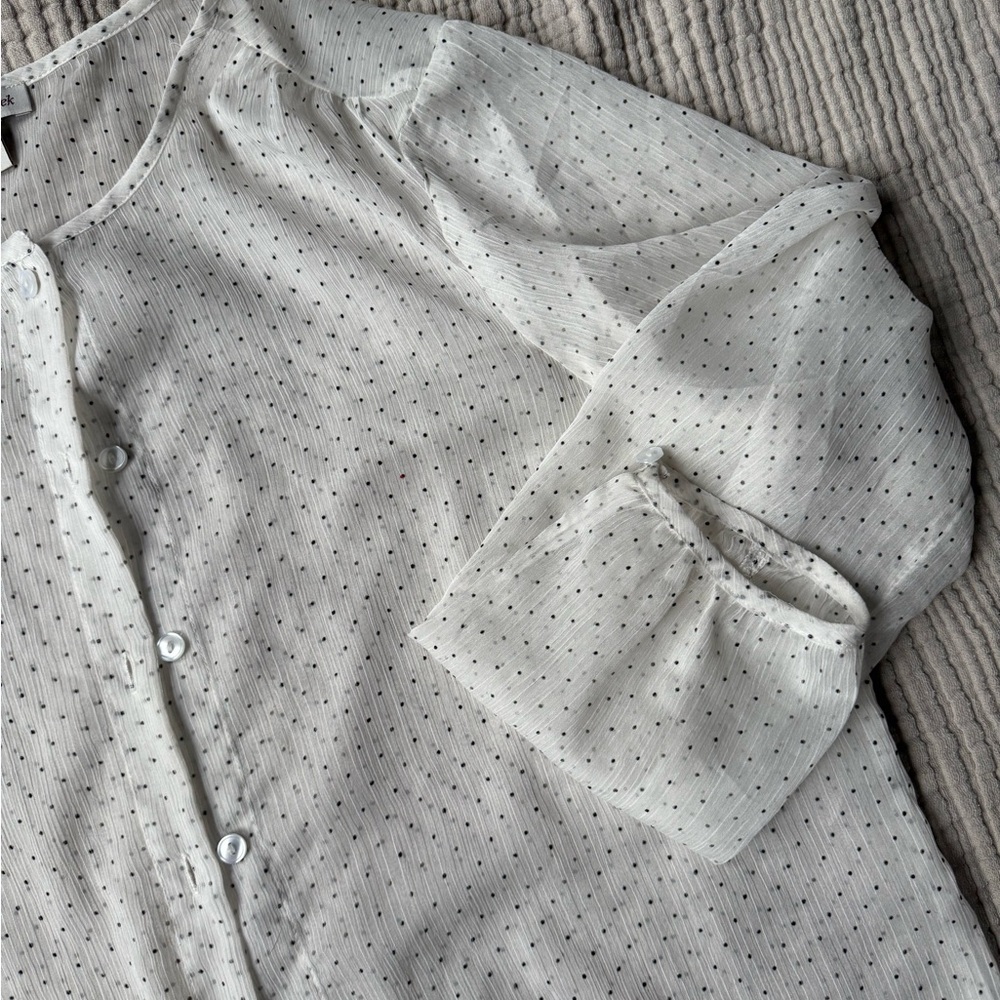 Vintage White Sheer Button-Up Blouse - Picture 3 of 4